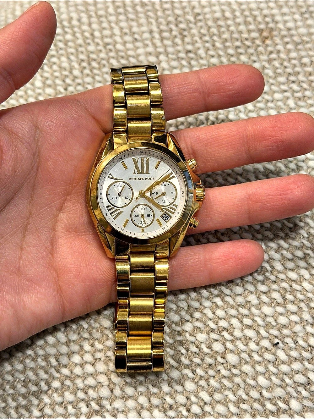 Michael Kors Bradshaw Chronograph Watch Gold & White